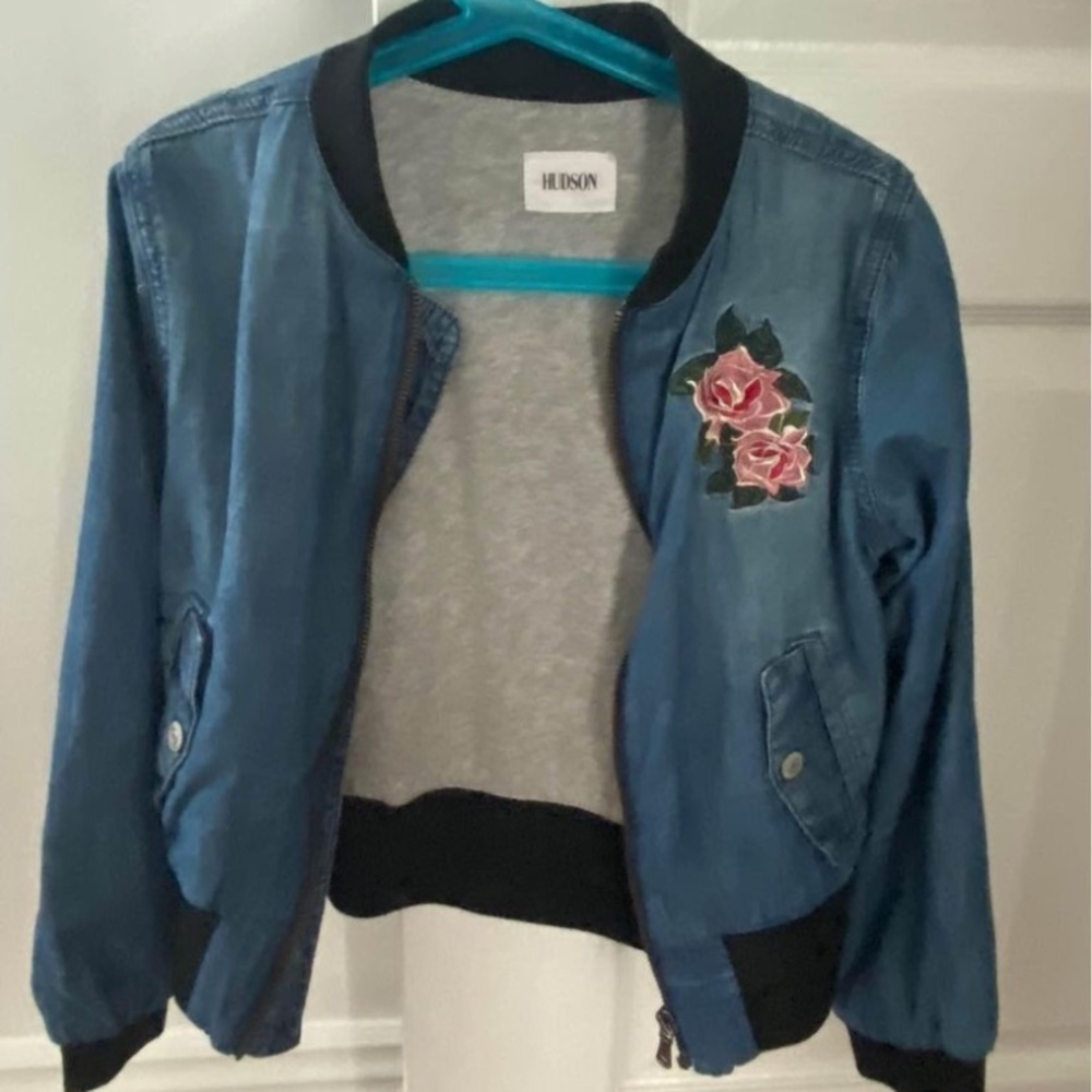 Hudson jeans bomber lined denim jacket size S